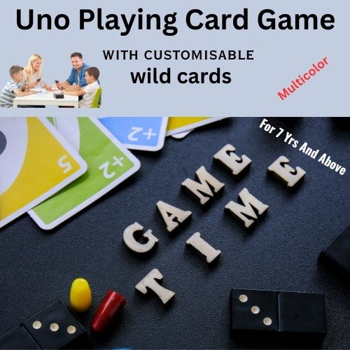Uno card game with customizable wild cards and a "Game Time" sign.