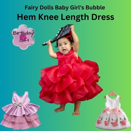 Baby girl wearing bubble hem knee-length birthday dress