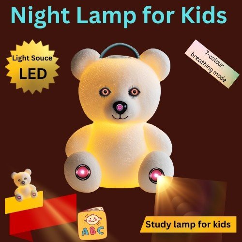 LED teddy bear night lamp for kids with soft glow