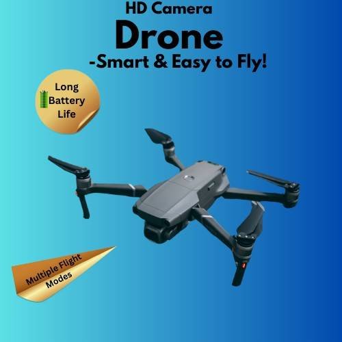 Drone with HD camera, smart and easy to fly, featuring long-lasting battery.