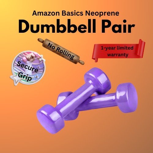 Purple Amazon Basics neoprene dumbbell pair with secure grip