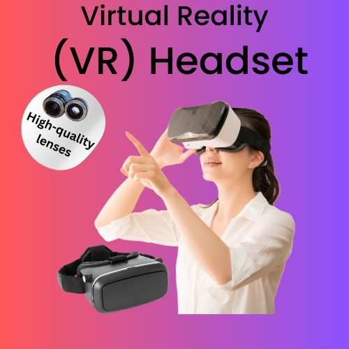 Virtual Reality (VR) headset with high-quality lenses, being used by a person.