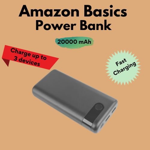 Amazon Basics 20000mAh power bank with fast charging