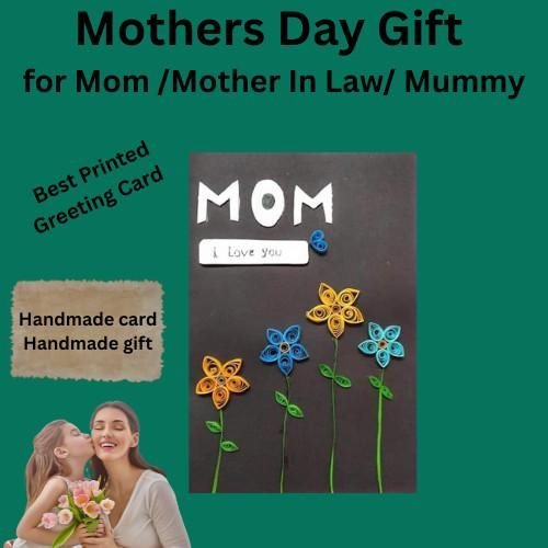 Handmade Mother's Day gift card with colorful flowers and the word "MOM".