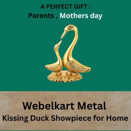 Webelkart Metal Kissing Duck Showpiece, a perfect gift for parents or Mother's Day.
